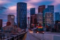 Sunrise Sky Over Downtown Calgary Commutes Royalty Free Stock Photo