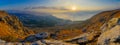 Panoramic sunrise view of the Sea of Galilee from Arbel Royalty Free Stock Photo