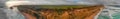 Panoramic sunset aerial view of amazing Twelve Apostles area along the Great Ocean Road Royalty Free Stock Photo