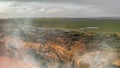 Panoramic sunset aerial view of amazing Twelve Apostles area along the Great Ocean Road Royalty Free Stock Photo