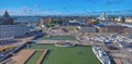 Panoramic sunset aerial view of Helsinki skyline