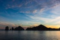 Panoramic sunset at Land`s End in Cabo San Lucas, Mexico Royalty Free Stock Photo