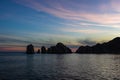 Panoramic sunset at Land`s End in Cabo San Lucas, Mexico Royalty Free Stock Photo