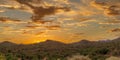 Panoramic sunset over a mountain landscape in the Sonoran Desert Royalty Free Stock Photo