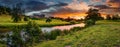 Panoramic Sunset over River Aln Royalty Free Stock Photo