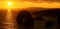 Panoramic sunset over the virgin rock Royalty Free Stock Photo