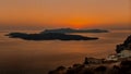 Panoramic sunset, Santorini island,Greece Royalty Free Stock Photo