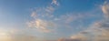 Panoramic sunset sky with clouds, beautiful natural background Royalty Free Stock Photo