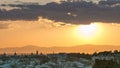 Panoramic sunset timelapse View of Madrid, Spain from the hills of Tio Pio Park, Vallecas-Neighborhood.