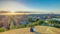 Panoramic sunset timelapse View of Madrid, Spain from the hills of Tio Pio Park, Vallecas-Neighborhood.