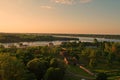 Panoramic sunset view of Belgrade Fortress, Kalemegdan Park Royalty Free Stock Photo