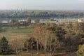 Panoramic sunset view of Belgrade Fortress, Kalemegdan Park, Sava and Danube Rivers in city Royalty Free Stock Photo