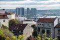 Panoramic sunset view of Belgrade Fortress, Kalemegdan Park, Sava and Danube Rivers in city. Royalty Free Stock Photo