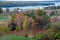 Panoramic sunset view of Belgrade Fortress, Kalemegdan Park, Sava and Danube Rivers in city. Royalty Free Stock Photo