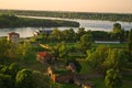 Panoramic sunset view of Belgrade Fortress, Kalemegdan Park Royalty Free Stock Photo