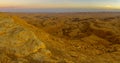 Panoramic sunset view of HaMakhtesh HaGadol the big crater