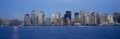 Panoramic sunset view of Lower Manhattan skyline, NY where World Trade Towers were located Royalty Free Stock Photo