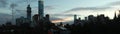 panoramic sunset view of Melbourne city central CBD skyscraper buildings by the Yarra river, Central Victoria, Australia Royalty Free Stock Photo