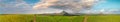 Panoramic sunset view of Mt Rempart and surrounding meadows, Mauritius