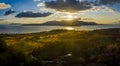 Panoramic Sunset View of Orcas Island, Washington. Royalty Free Stock Photo