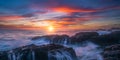 Panoramic sunset view of Oregon coast