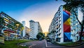 Panoramic sunset view of Singapore Public Housing Apartments in MacPherson District, Singapore. Royalty Free Stock Photo