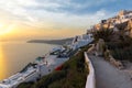 Panoramic sunset view of town of Imerovigli, Santorini island, Thira, Greece Royalty Free Stock Photo