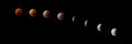 Panoramic Super Blue Blood moon eclipse sequence