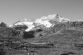 Panoramic swiss mountain landscape at Bernina Hospitz in the Engadina