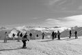 Panoramic swiss alps mountain view from Weissfluhjoch above the famous Swiss Alps Wintersport region Davos-City