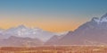 Panoramic of Swiss Mountain against with sunset sky scene as Autumn season background Royalty Free Stock Photo