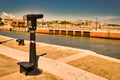 Panoramic telescope on sea harbour