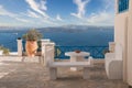 panoramic terrace over caldera in Oia Greece Royalty Free Stock Photo