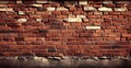 Panoramic texture, old ruined red brick wall - AI generated image Royalty Free Stock Photo