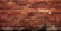 Panoramic texture, old ruined red brick wall - AI generated image Royalty Free Stock Photo