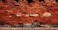 Panoramic texture, old ruined red brick wall - AI generated image Royalty Free Stock Photo