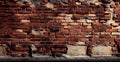 Panoramic texture, old ruined red brick wall - AI generated image Royalty Free Stock Photo