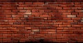 Panoramic texture, old ruined red brick wall - AI generated image Royalty Free Stock Photo