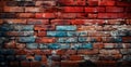 Panoramic texture, old ruined red brick wall - AI generated image Royalty Free Stock Photo