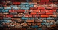 Panoramic texture, old ruined red brick wall - AI generated image Royalty Free Stock Photo