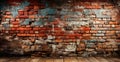 Panoramic texture, old ruined red brick wall - AI generated image Royalty Free Stock Photo