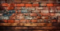 Panoramic texture, old ruined red brick wall - AI generated image Royalty Free Stock Photo