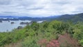 panoramic of the Thousand Island Lake in cloudy day, adobe rgb