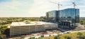 Panoramic top view building under construction with working crane North of Dallas, Texas Royalty Free Stock Photo