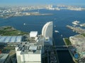 Panoramic top view of the coast of  the Yokohama city  in the Tokyo Bay, Kanagawa prefecture, Kanto region, Japan. Royalty Free Stock Photo