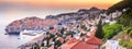 Panoramic top view of Dubrovnik with the Old Town, banner, panorama in beautiful evening light at sunset Royalty Free Stock Photo