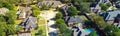 Panoramic top view expensive two story mansion houses with swimming pools near a cul-de-sac in Grapevine, Texas, USA Royalty Free Stock Photo
