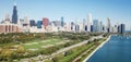 Panoramic top view modern Chicago skylines and Lake Michigan Royalty Free Stock Photo