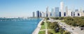 Panoramic top view modern Chicago skylines and Lake Michigan