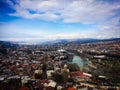 The Panoramic Top View Of Motley Historic Part Of Tbilisi, Georgia In Summer. Royalty Free Stock Photo